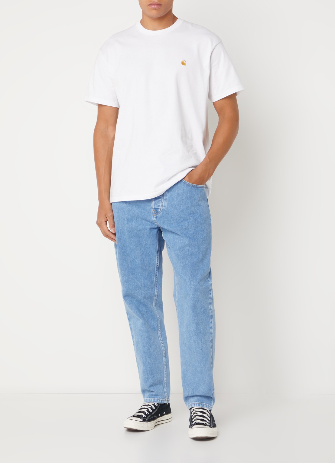 Carhartt WIP Newel tapered jeans met steekzakken  - voorkant 2 indigo