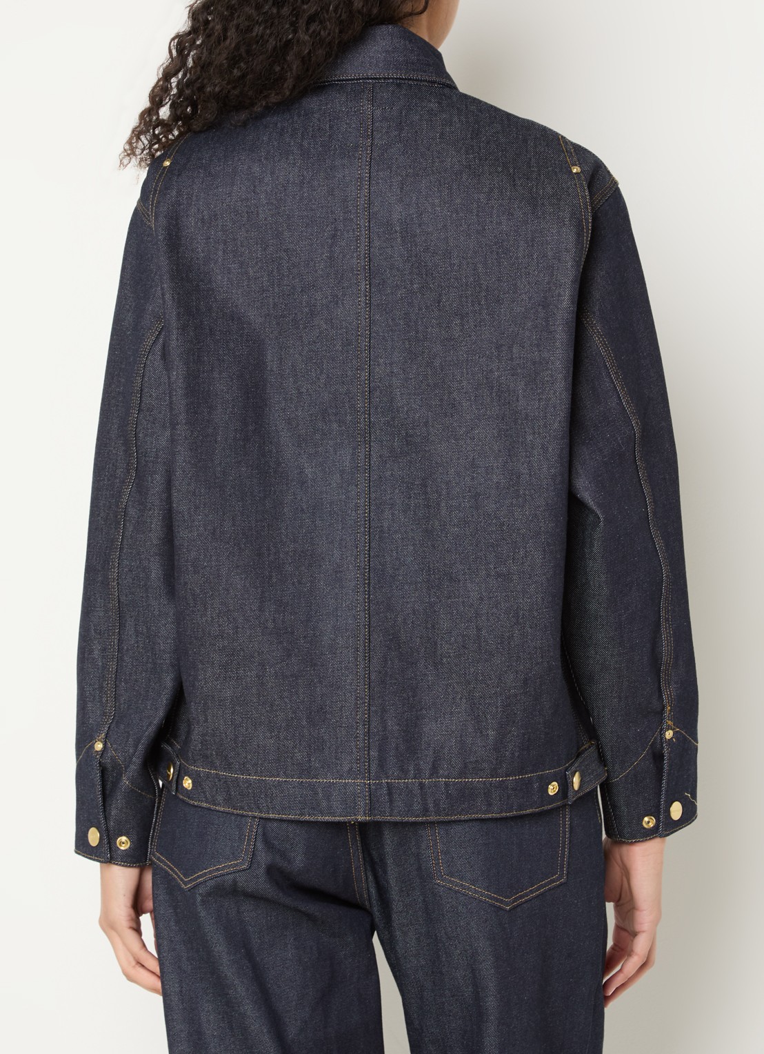 Carhartt WIP OG Arctic spijkerjas met donkere wassing en klepzakken - achterkant donkerblauw