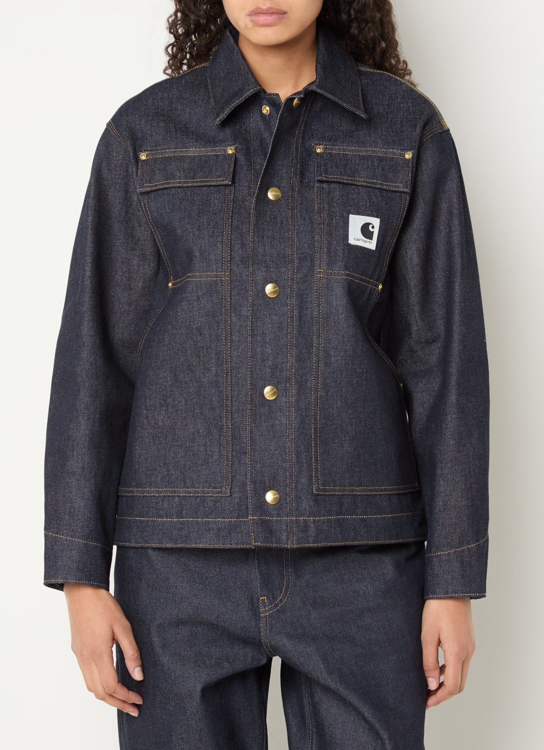 Carhartt WIP OG Arctic spijkerjas met donkere wassing en klepzakken - detail 2 donkerblauw