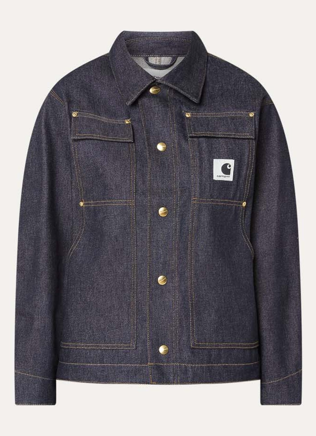 Carhartt WIP OG Arctic spijkerjas met donkere wassing en klepzakken - voorkant 3 donkerblauw