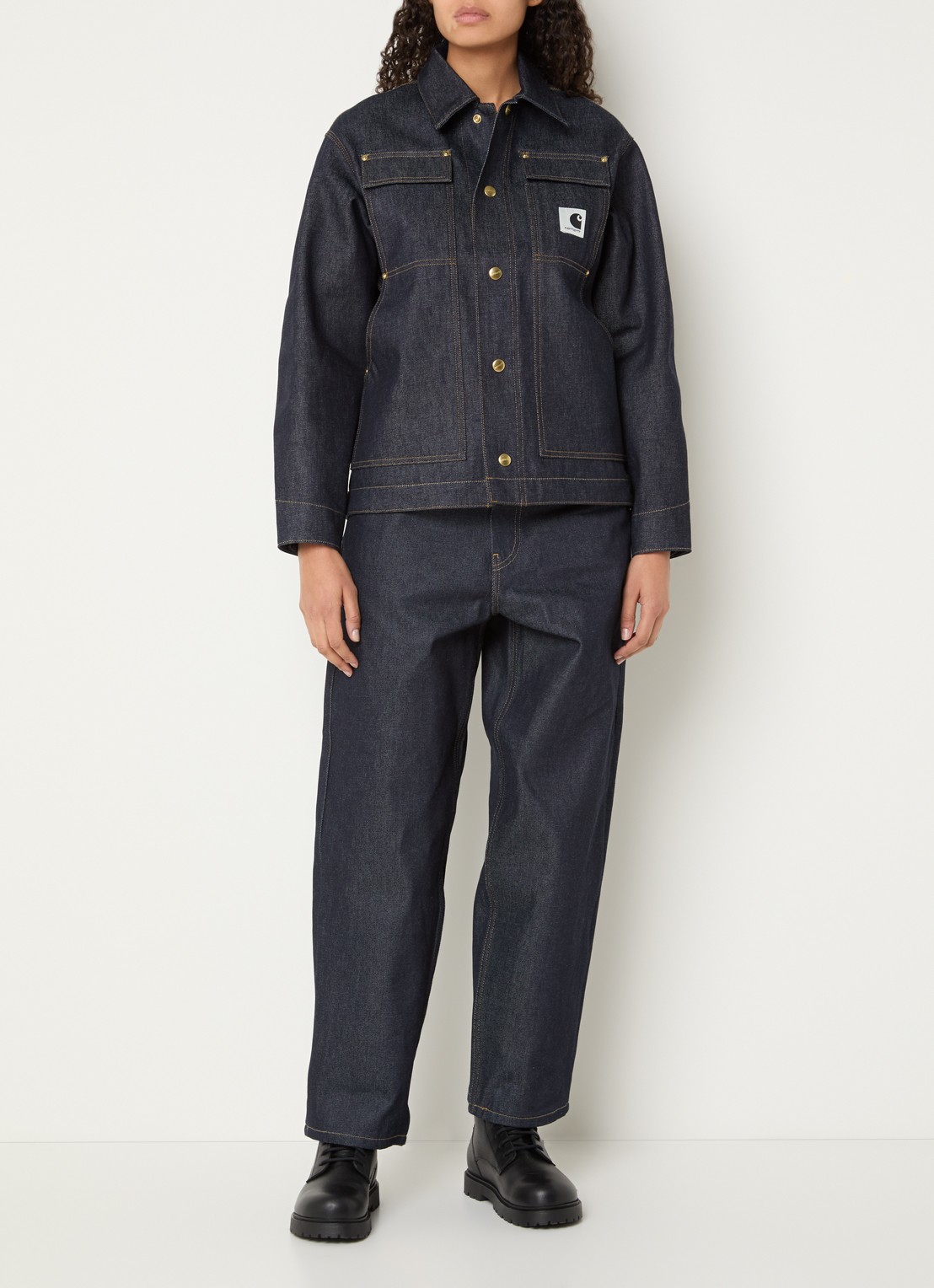 Carhartt WIP OG Arctic spijkerjas met donkere wassing en klepzakken - voorkant 4 donkerblauw
