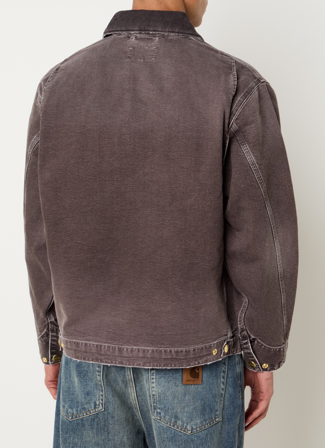 Carhartt WIP OG Detroit barn jack van denim met paspelzakken en gekleurde wassing - achterkant 4 middengrijs