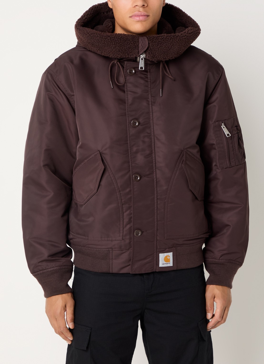 Carhartt WIP Oltera gewatteerde bomberjack met kraag van teddy - detail 2 bruin