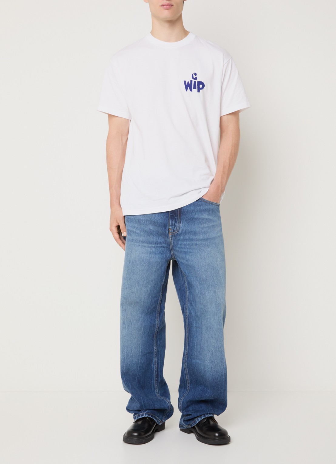 Carhartt WIP Payson wide leg jeans met steekzakken - voorkant 4 blauw