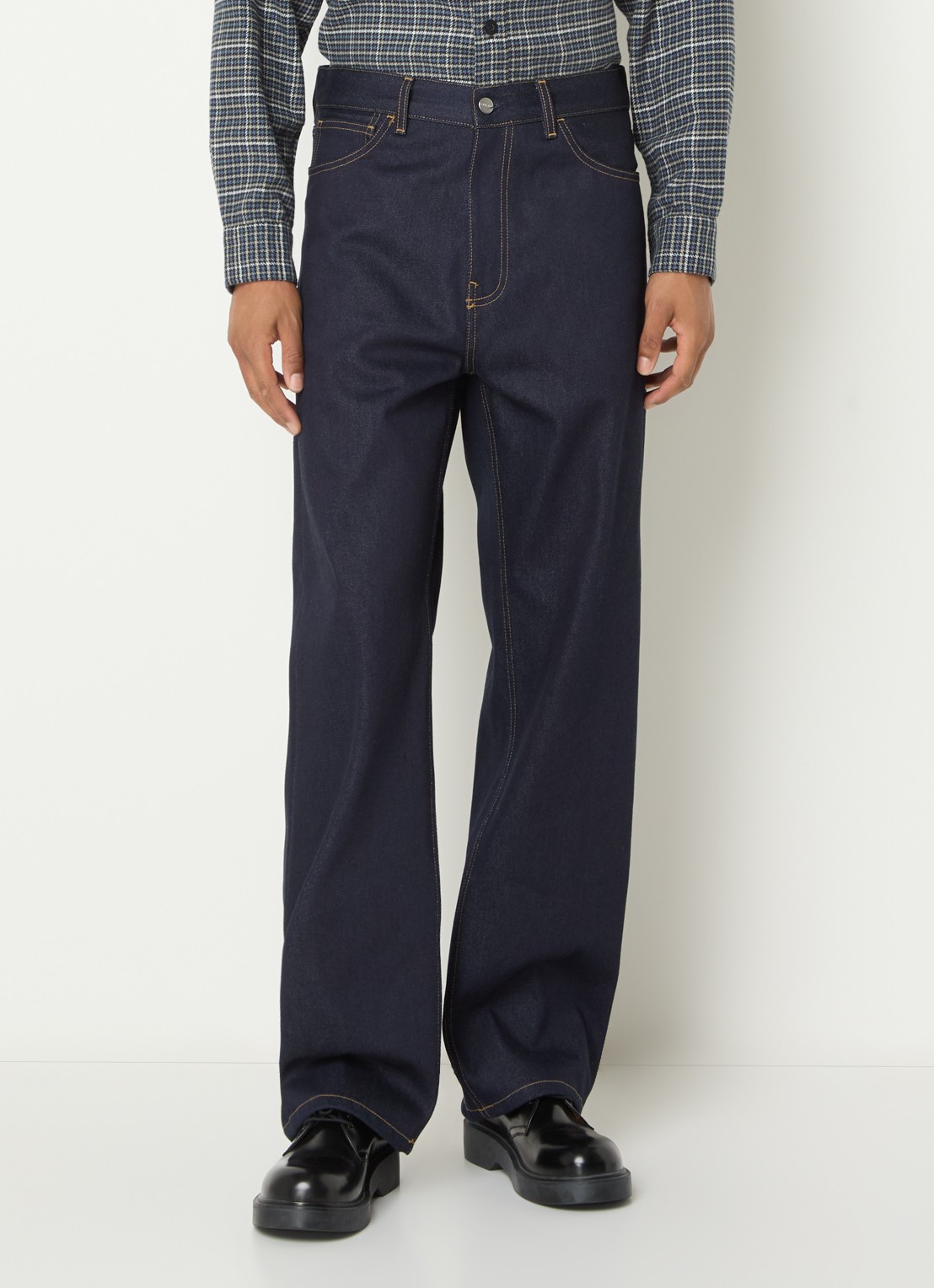 Carhartt WIP Payson wide leg jeans met steekzakken - detail donkerblauw