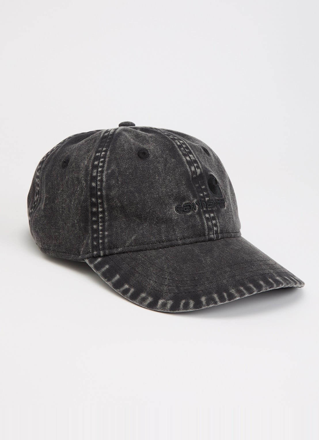 Carhartt WIP Pet van denim met logoborduring - voorkant 2 zwart