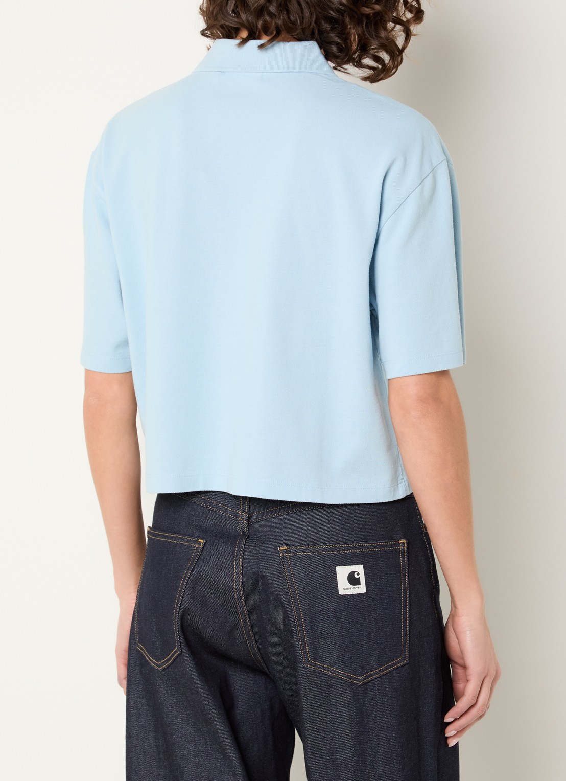 Carhartt WIP Polo met logo - achterkant lichtblauw