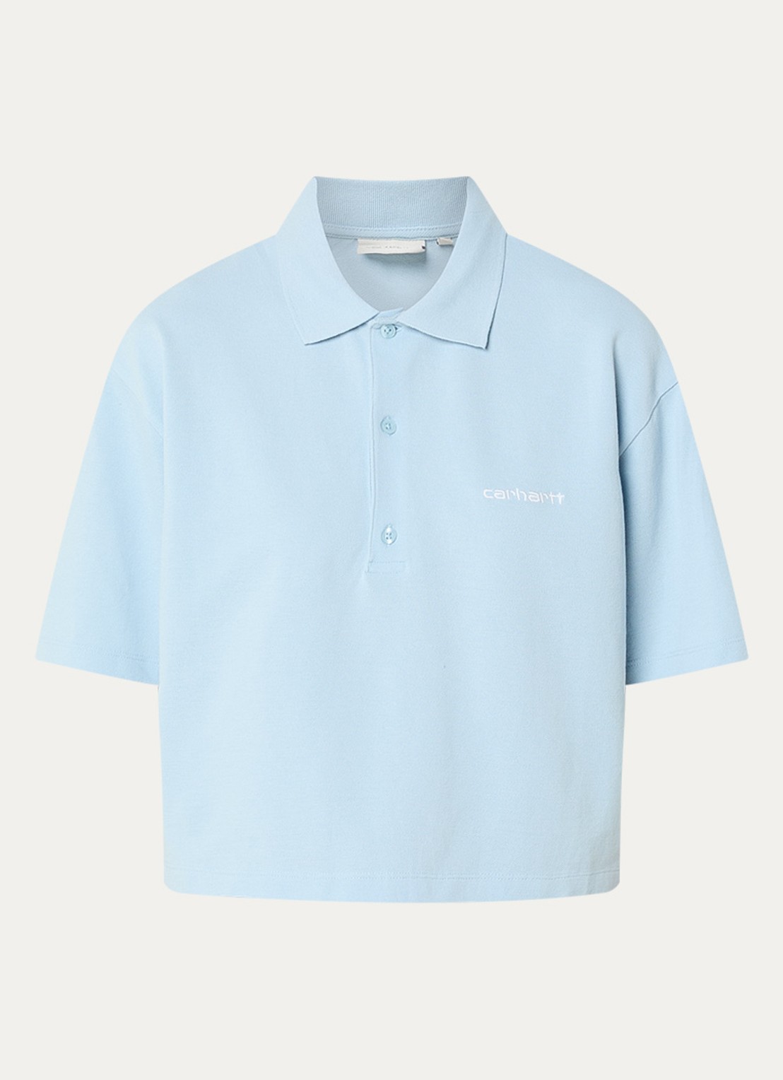 Carhartt WIP Polo met logo - voorkant 2 lichtblauw