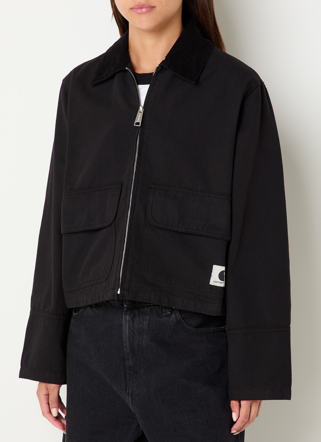 Carhartt WIP Prescott barn jack met klepzakken - detail 3 zwart
