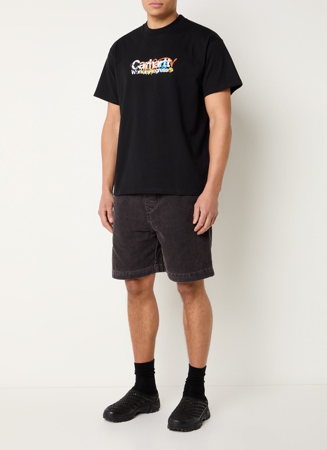 Carhartt WIP Primary T-shirt met logo- en backprint - voorkant 2 zwart
