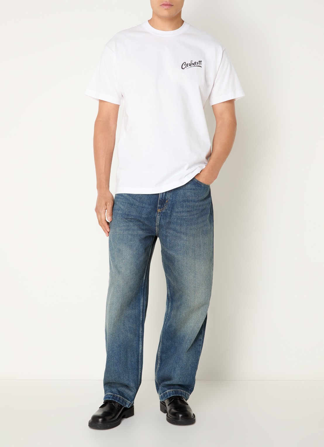 Carhartt WIP Pup T-shirt met logo- en backprint - voorkant 3 wit