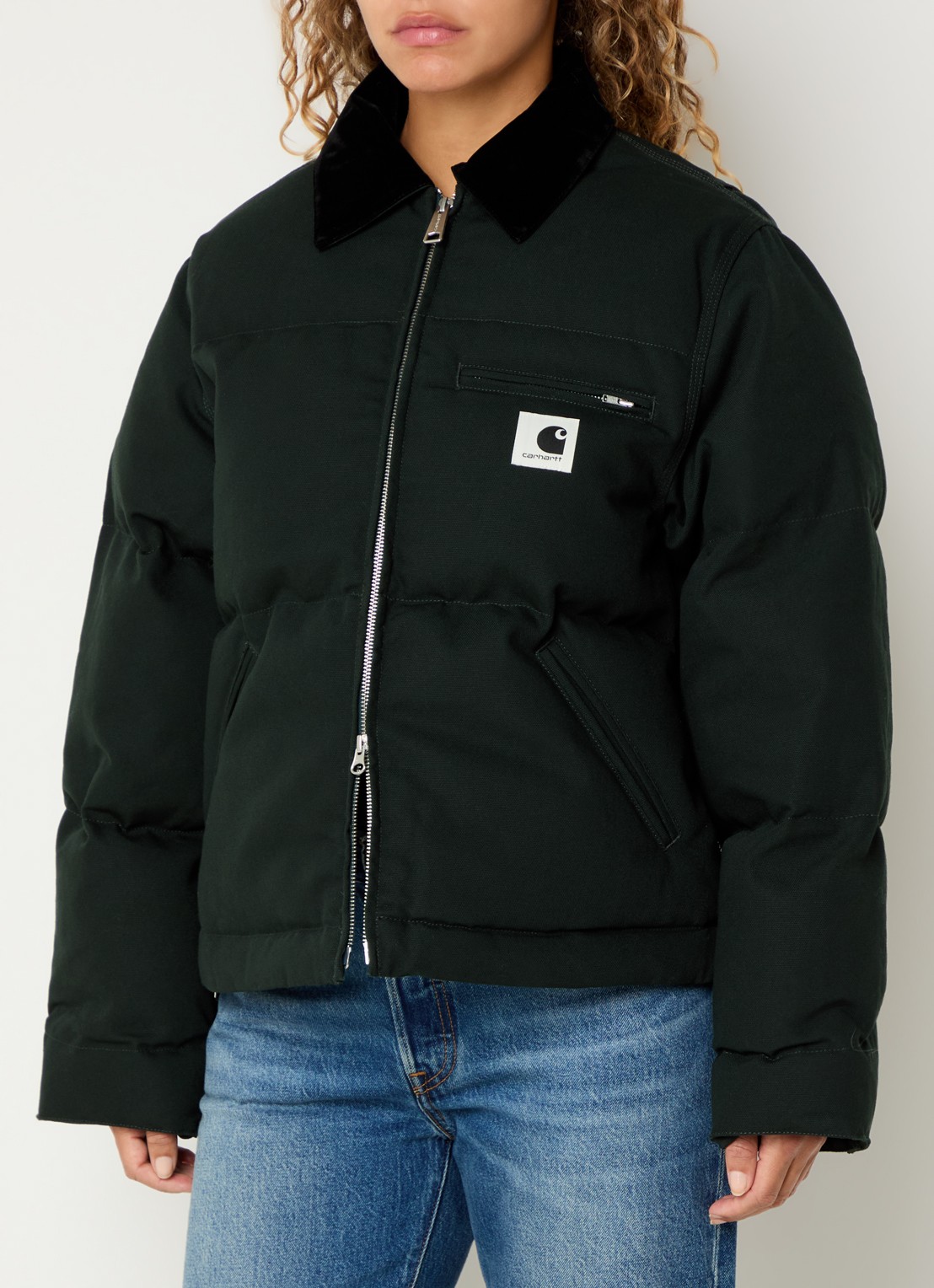Carhartt WIP Raymond gewatteerde jack met steekzakken - detail donkergroen