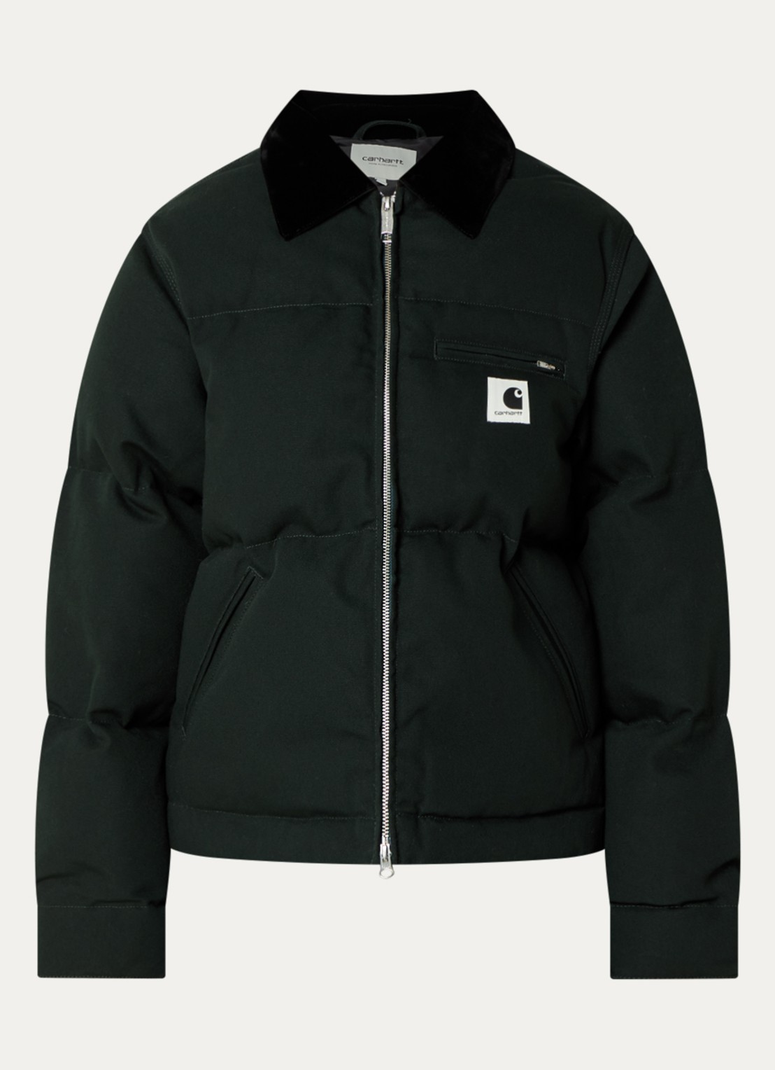Carhartt WIP Raymond gewatteerde jack met steekzakken - voorkant 3 donkergroen