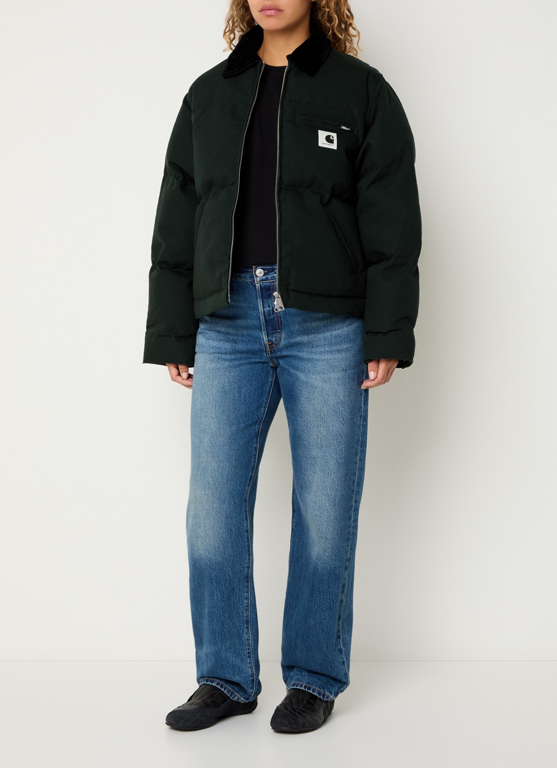 Carhartt WIP Raymond gewatteerde jack met steekzakken - voorkant 4 donkergroen