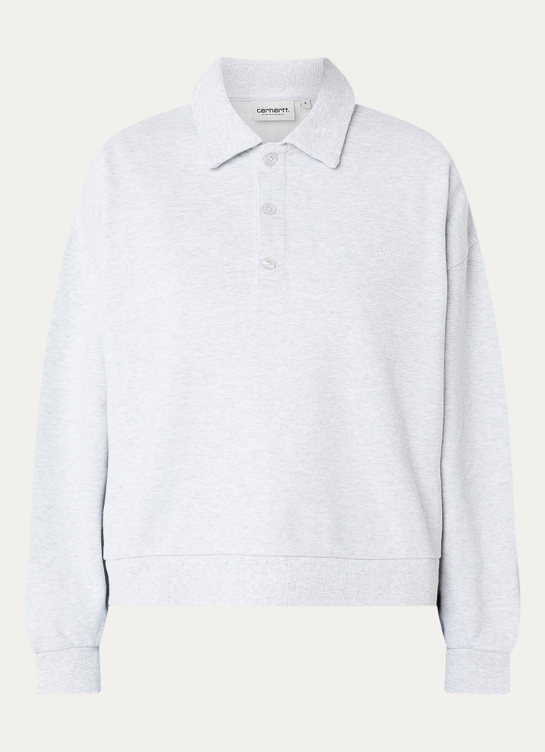 Carhartt WIP Regular fit polo met logo - voorkant 3 grijsmele