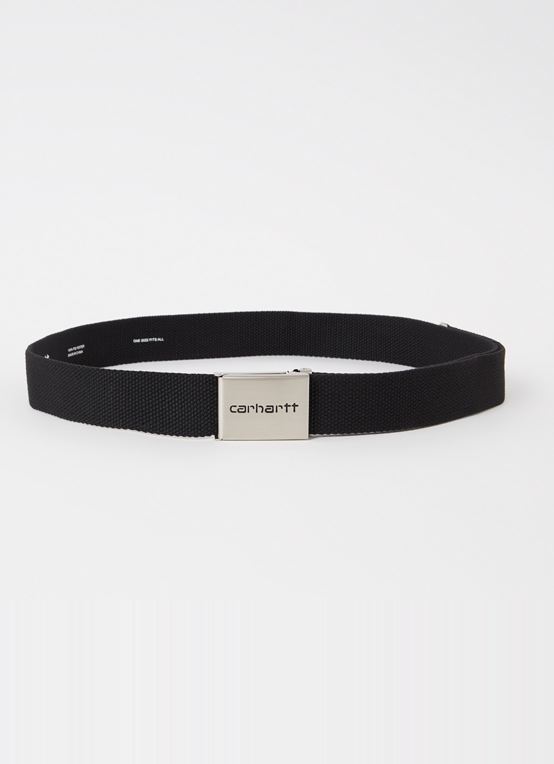 Carhartt WIP Riem met logo - voorkant 2 zwart