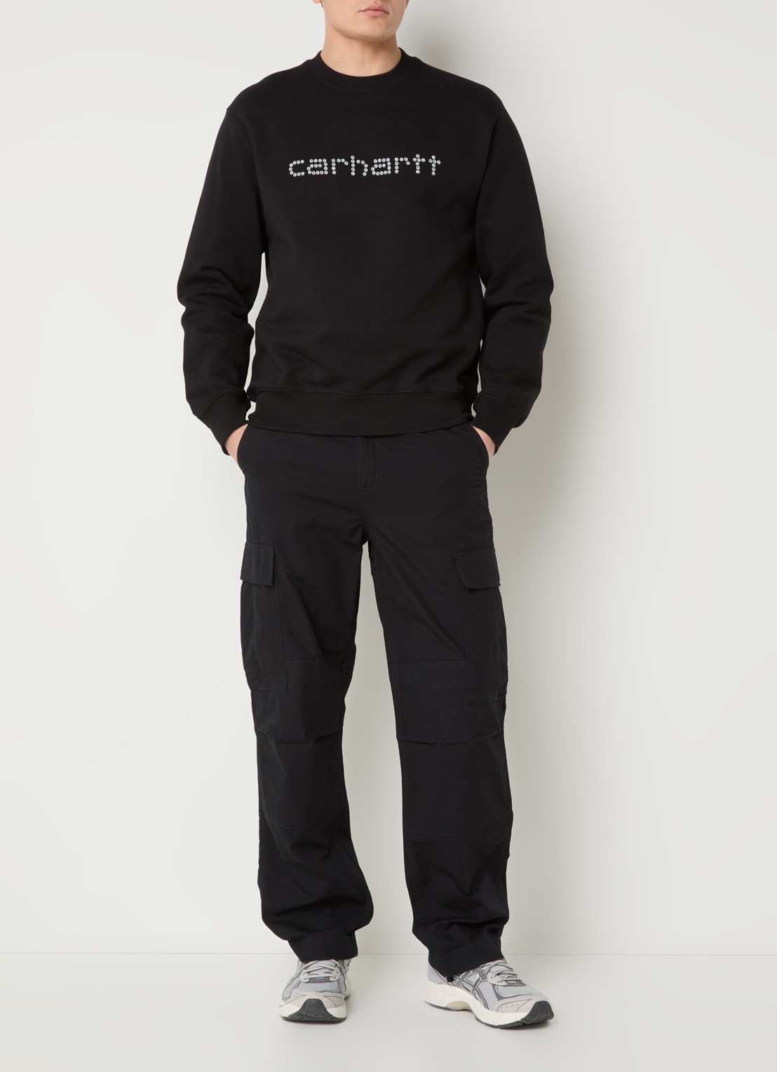 Carhartt WIP Rivet Script sweater met logoprint - voorkant 3 zwart
