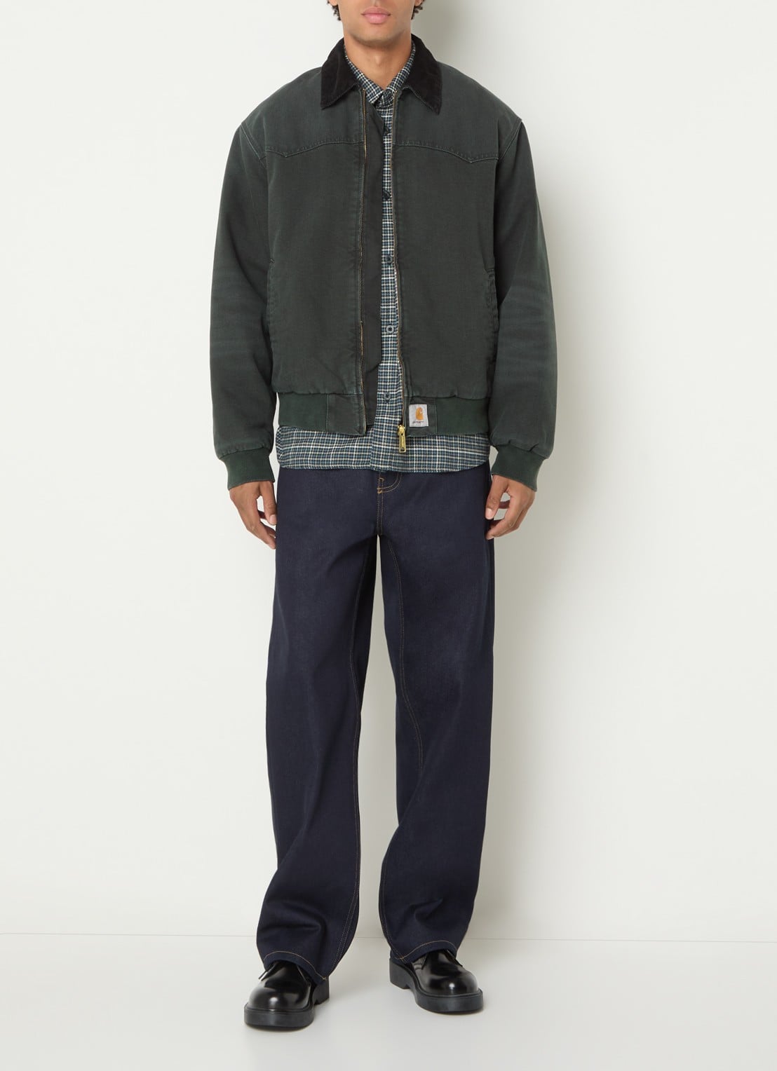 Carhartt WIP Santa Fe gewatteerd barn jack - voorkant 4 donkergroen