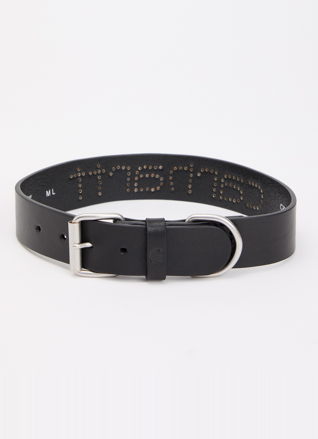 Carhartt WIP Script Studs honden halsband van leer - voorkant 2 zwart