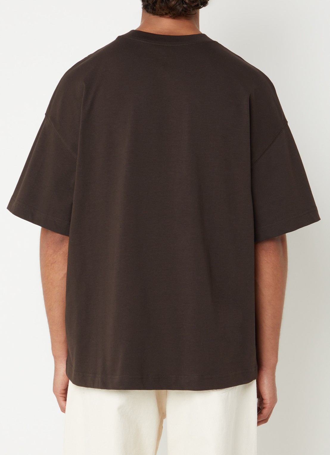 Carhartt WIP Script T-shirt met logoborduring - achterkant 4 donkerbruin