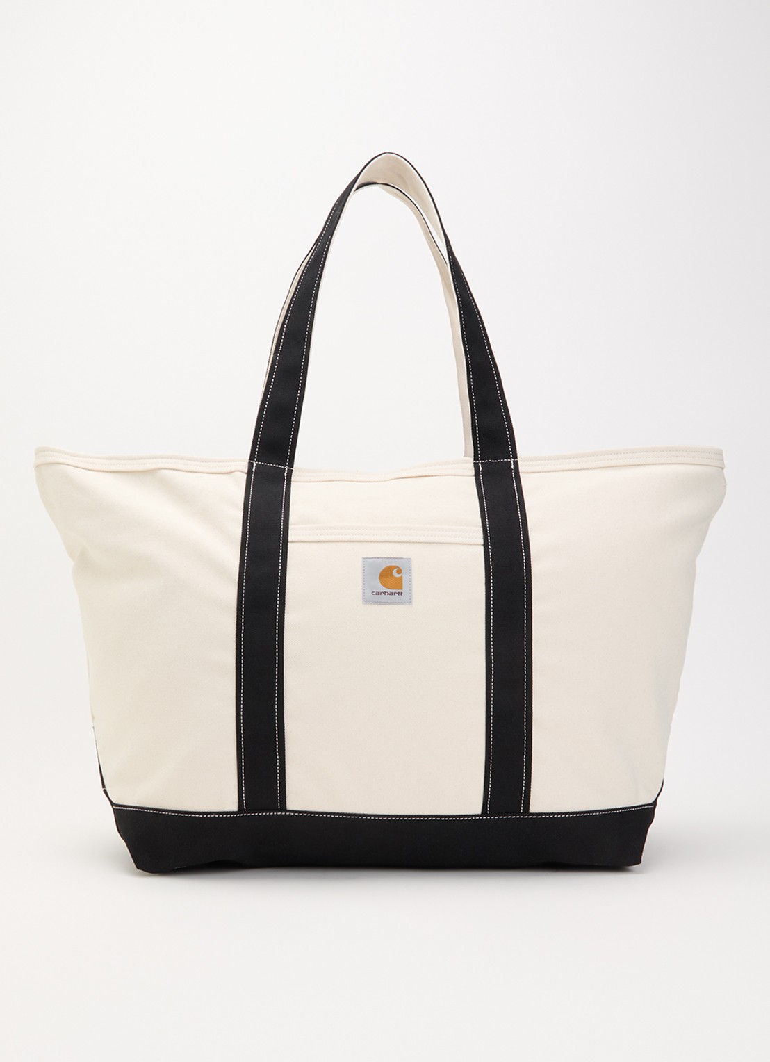 Carhartt WIP Shopper van canvas met logo  - voorkant beige