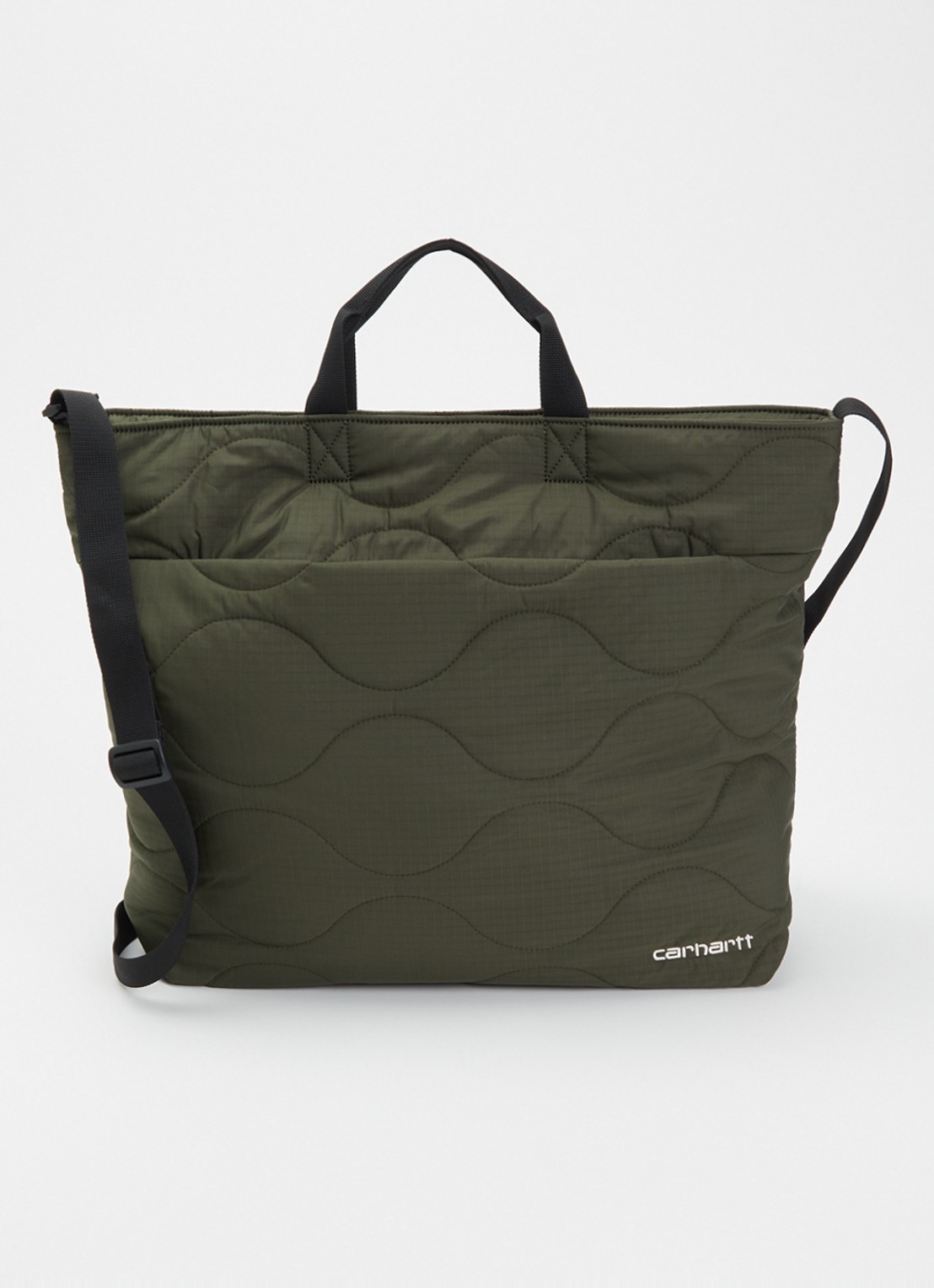 Carhartt WIP Skye shopper met logo en doorgestikte details - voorkant legergroen