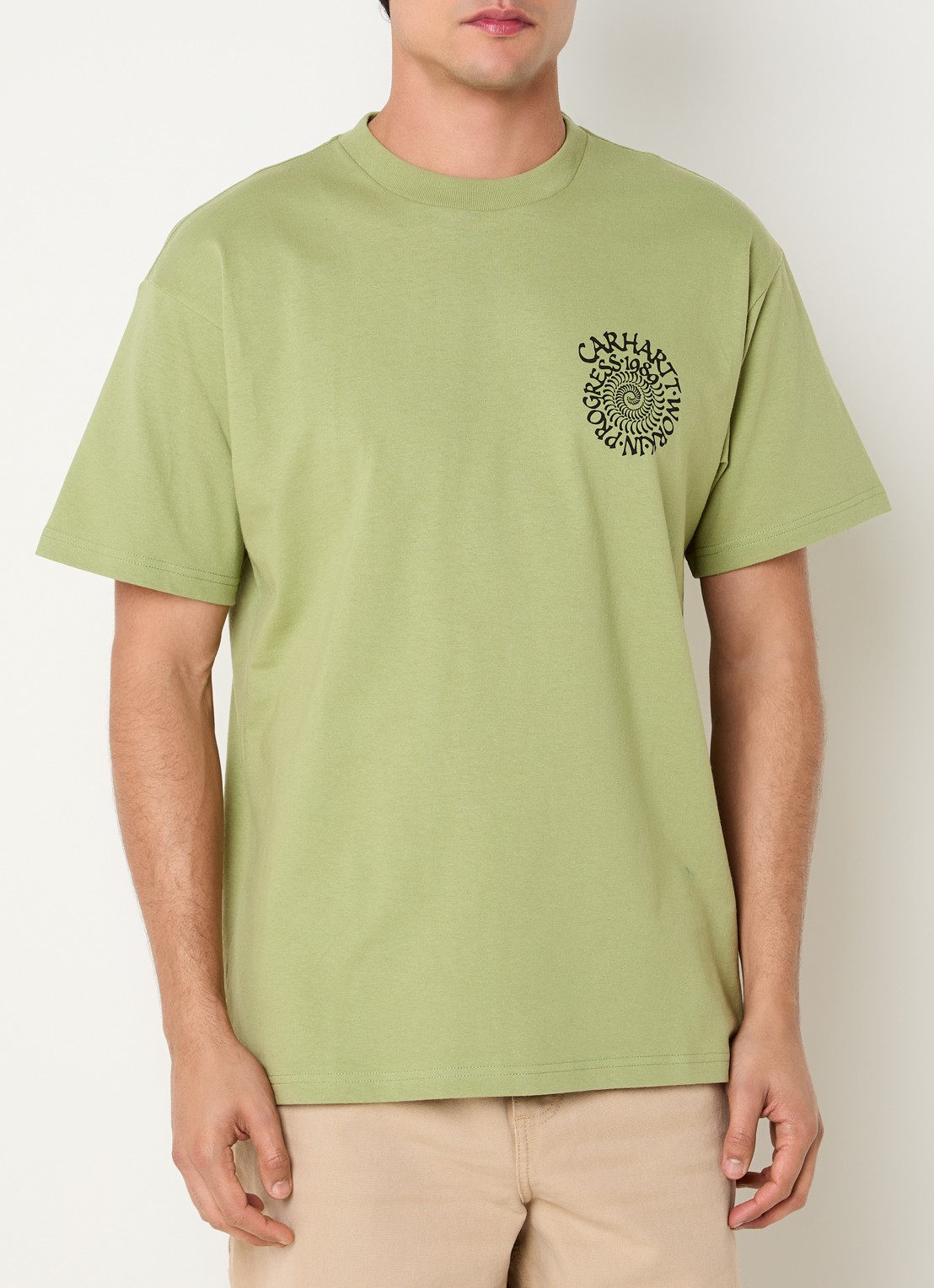 Carhartt WIP Spirals T-shirt met print - achterkant lichtgroen