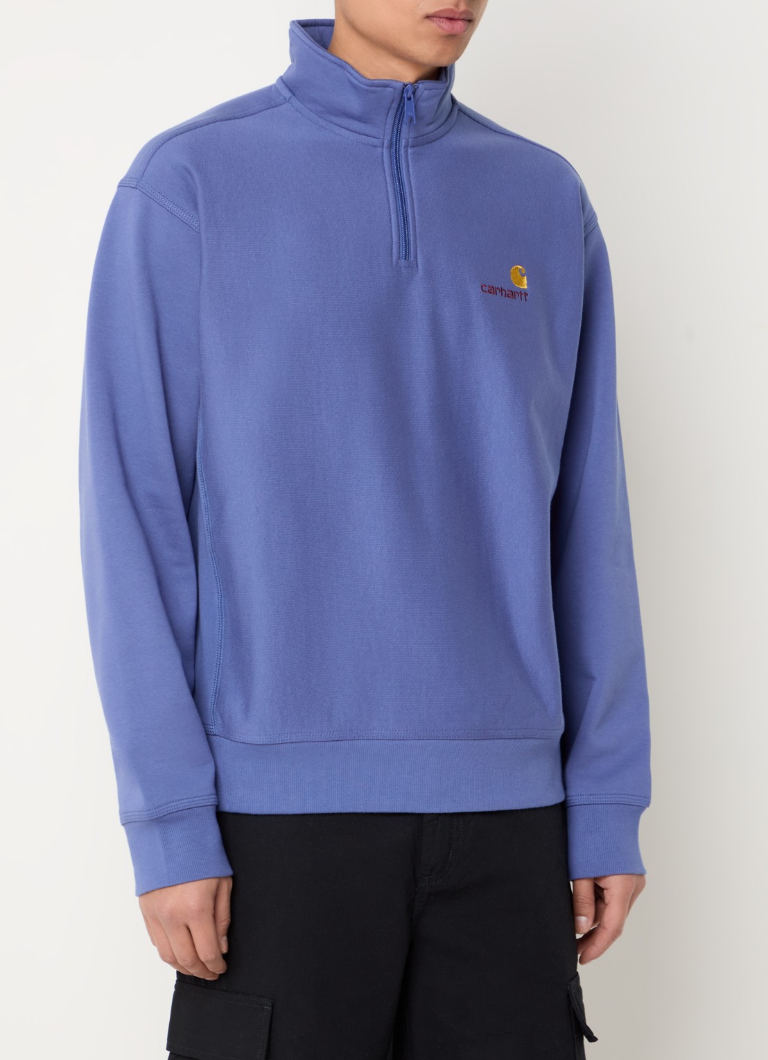 Carhartt WIP Sweater met halve rits en logoborduring - detail 3 blauw