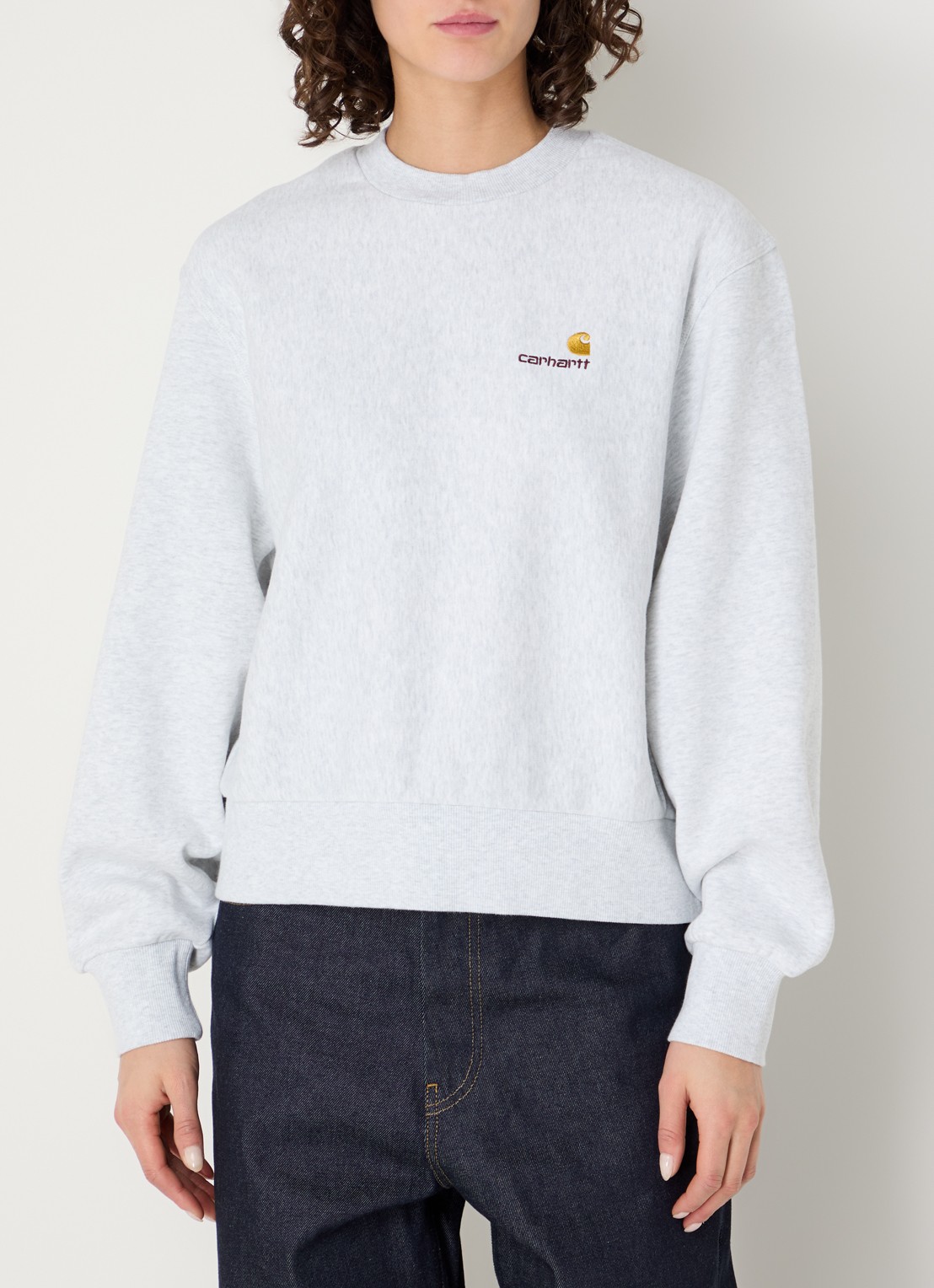 Carhartt WIP Sweater met logoborduring - detail 2 grijsmele