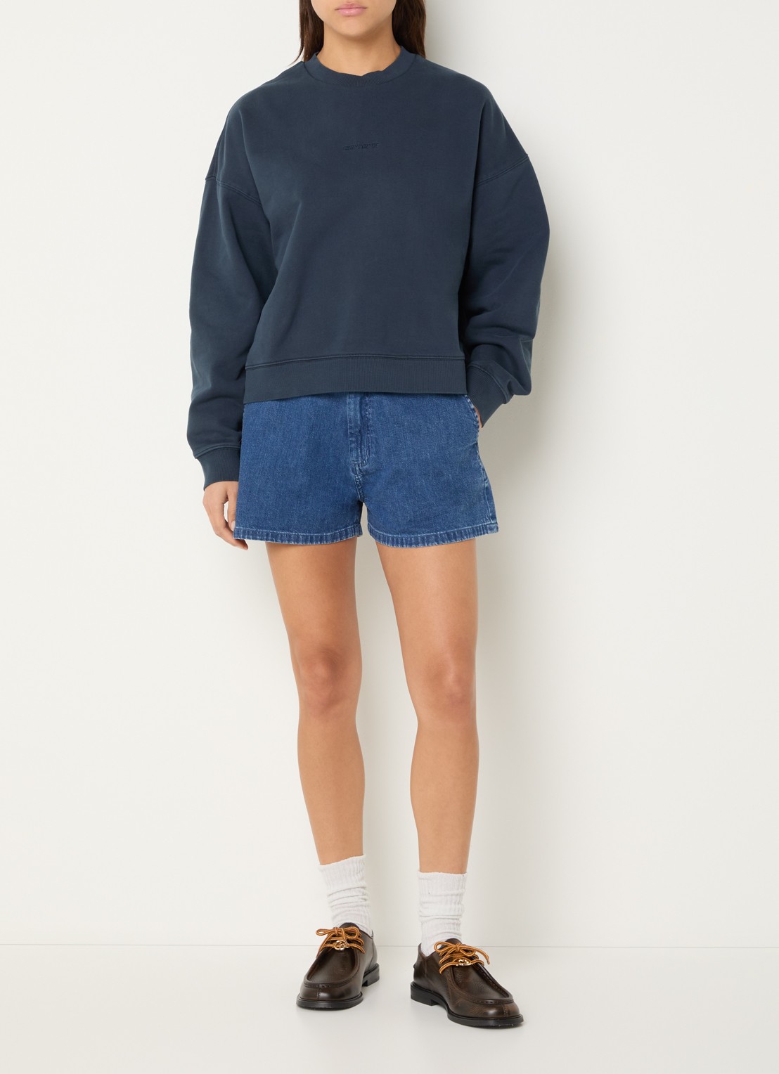 Carhartt WIP Sweater met logoborduring - voorkant 3 antraciet