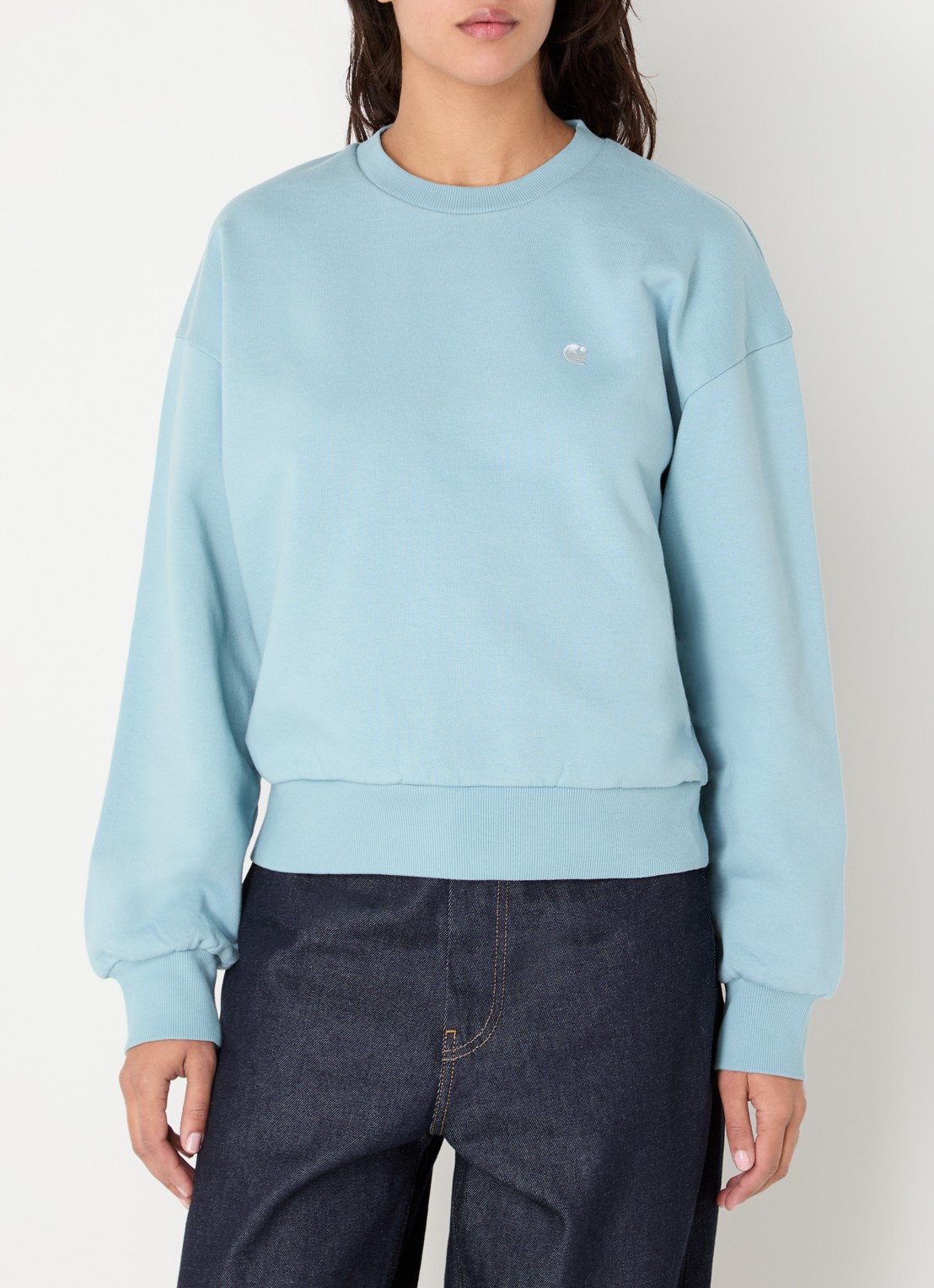 Carhartt WIP Sweater met logoborduring - detail lichtblauw