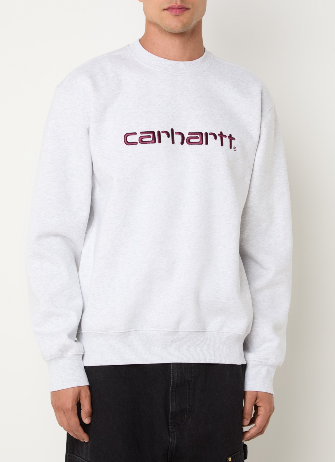 Carhartt WIP Sweater met logoborduring - detail 3 grijsmele
