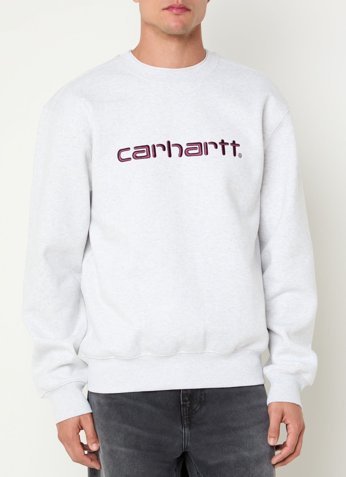 Carhartt WIP Sweater met logoborduring - detail 2 grijsmele