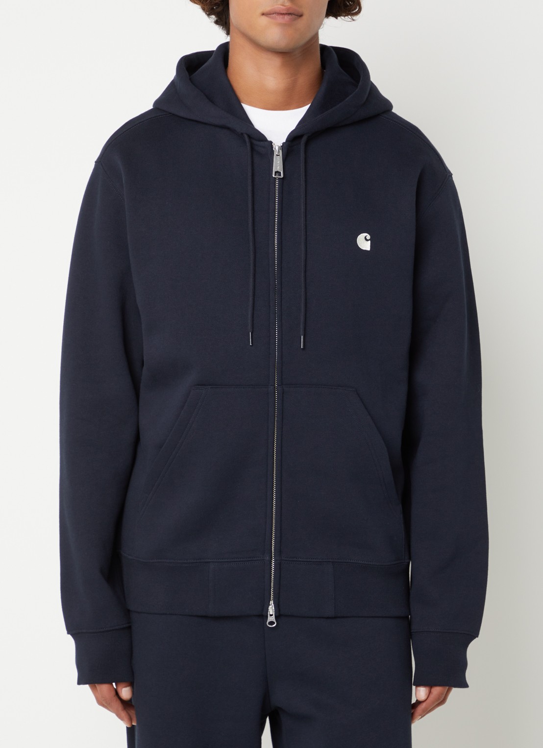 Carhartt WIP Sweatvest met capuchon - detail donkerblauw