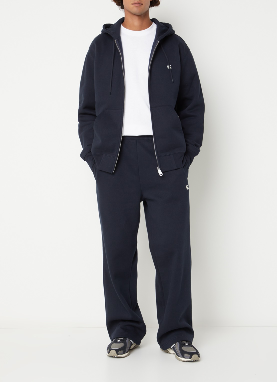 Carhartt WIP Sweatvest met capuchon - voorkant 5 donkerblauw