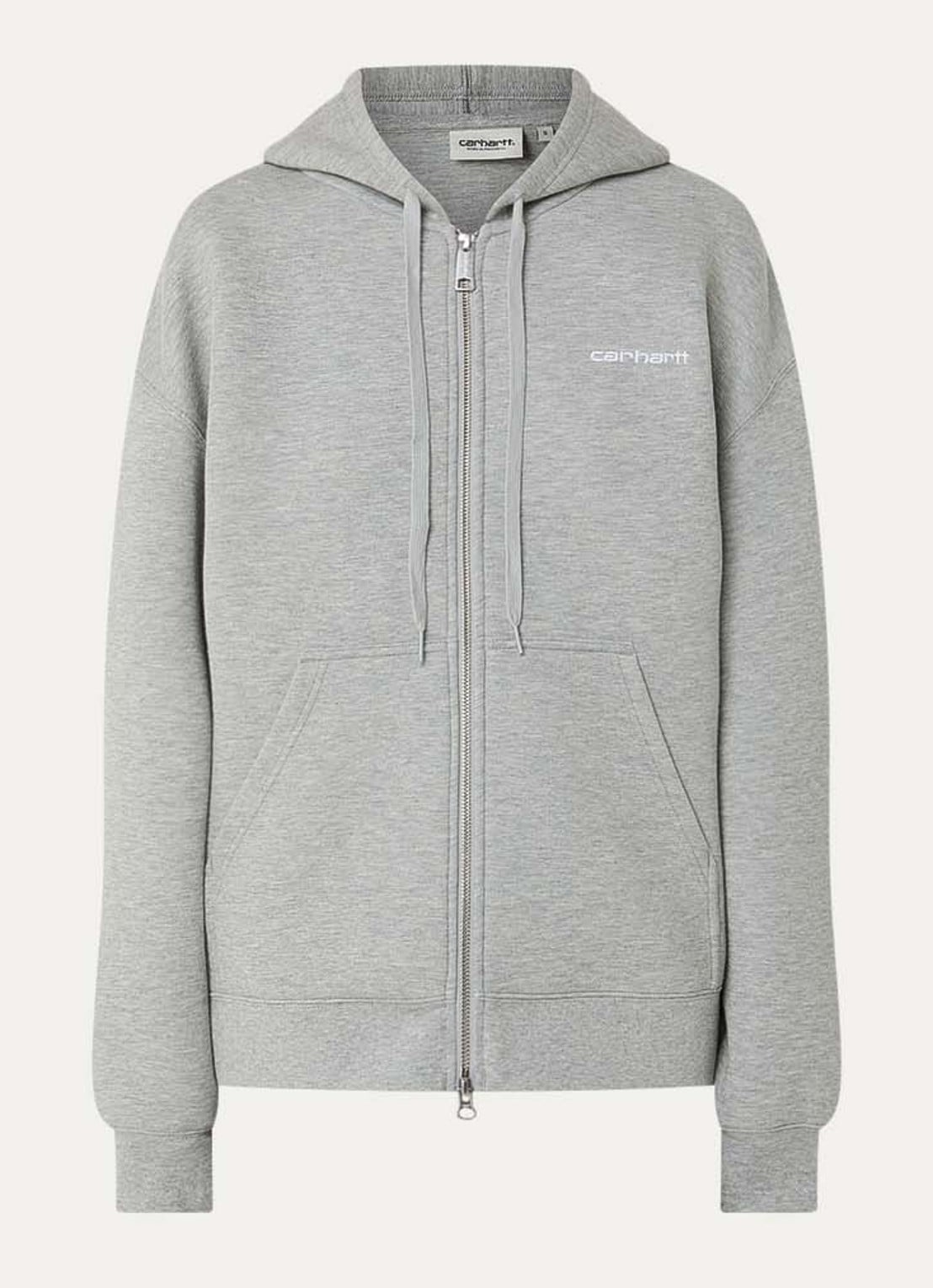 Carhartt WIP Sweatvest met logoborduring - voorkant 3 grijsmele