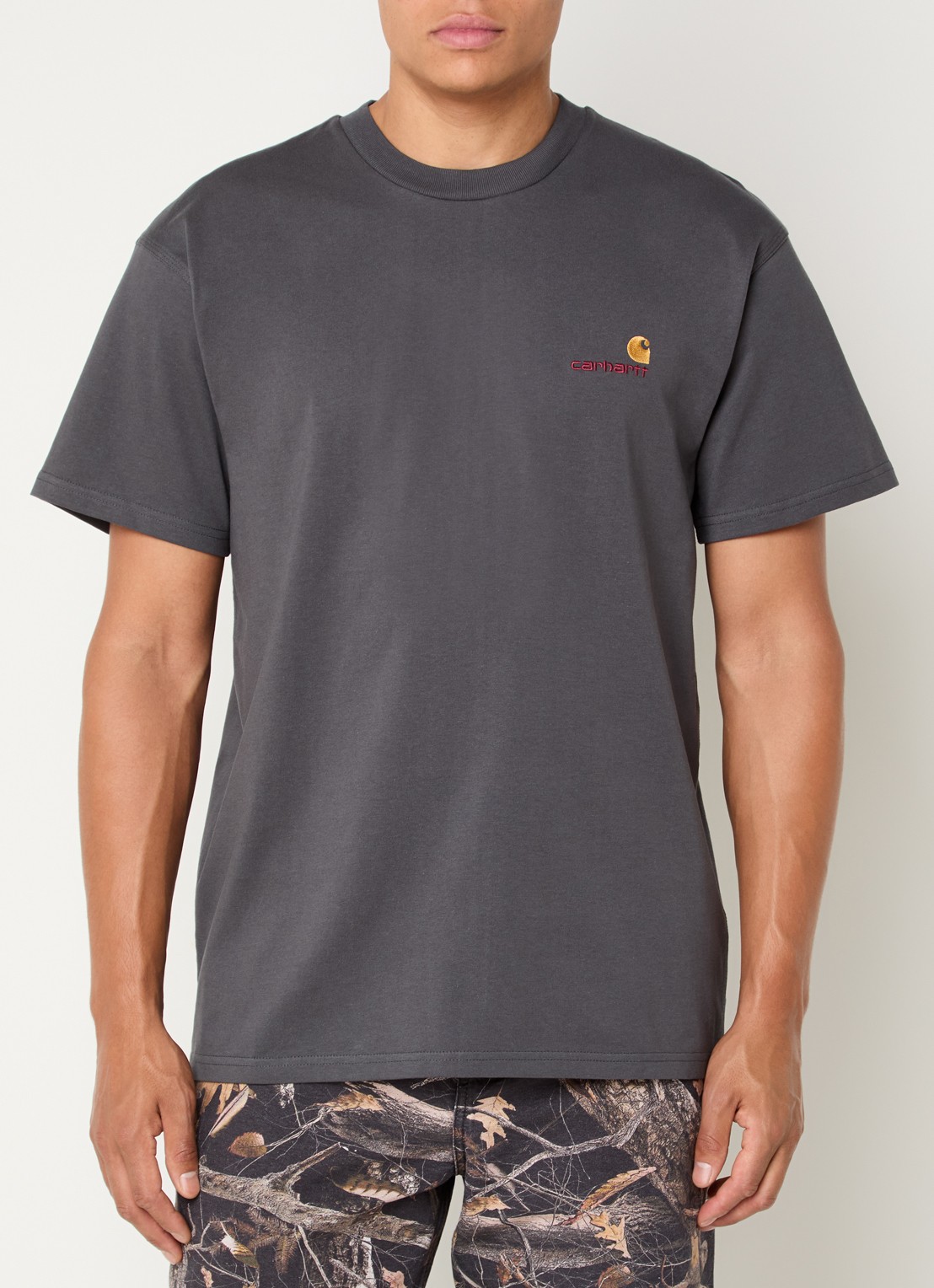 Carhartt WIP T-shirt met logo - detail antraciet
