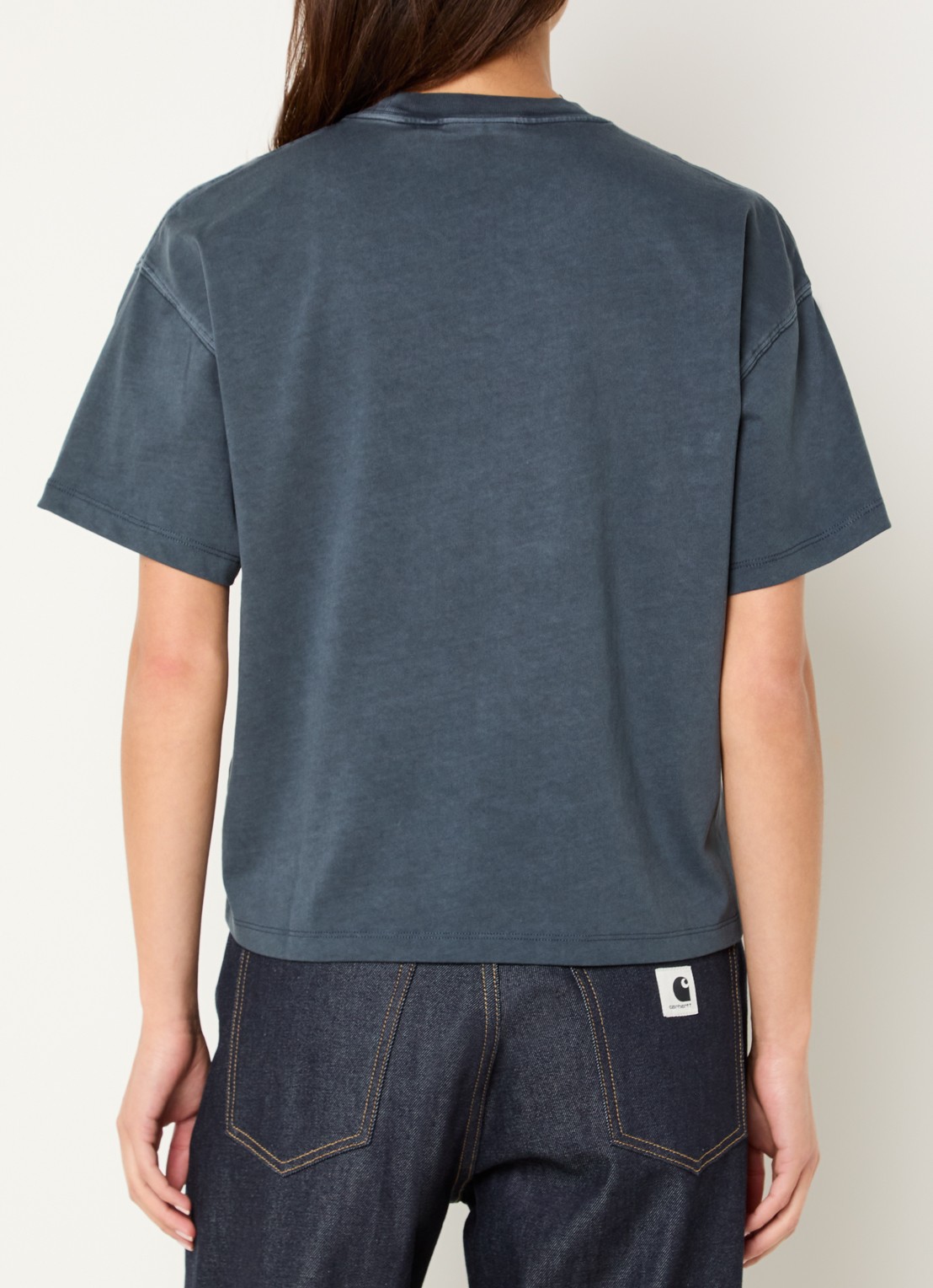 Carhartt WIP T-shirt met logoborduring - achterkant antraciet