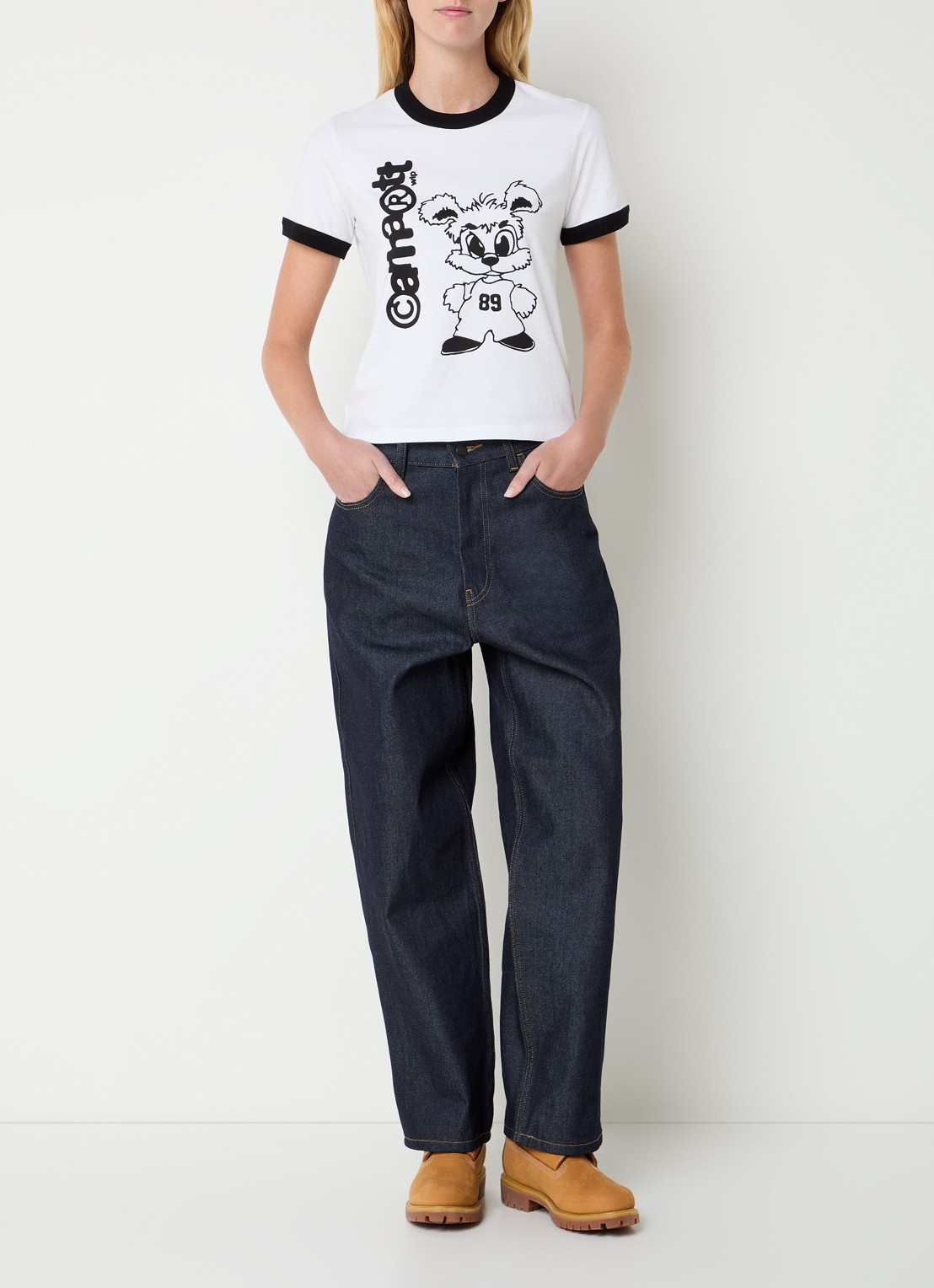 Carhartt WIP T-shirt met logoprint - voorkant 3 wit