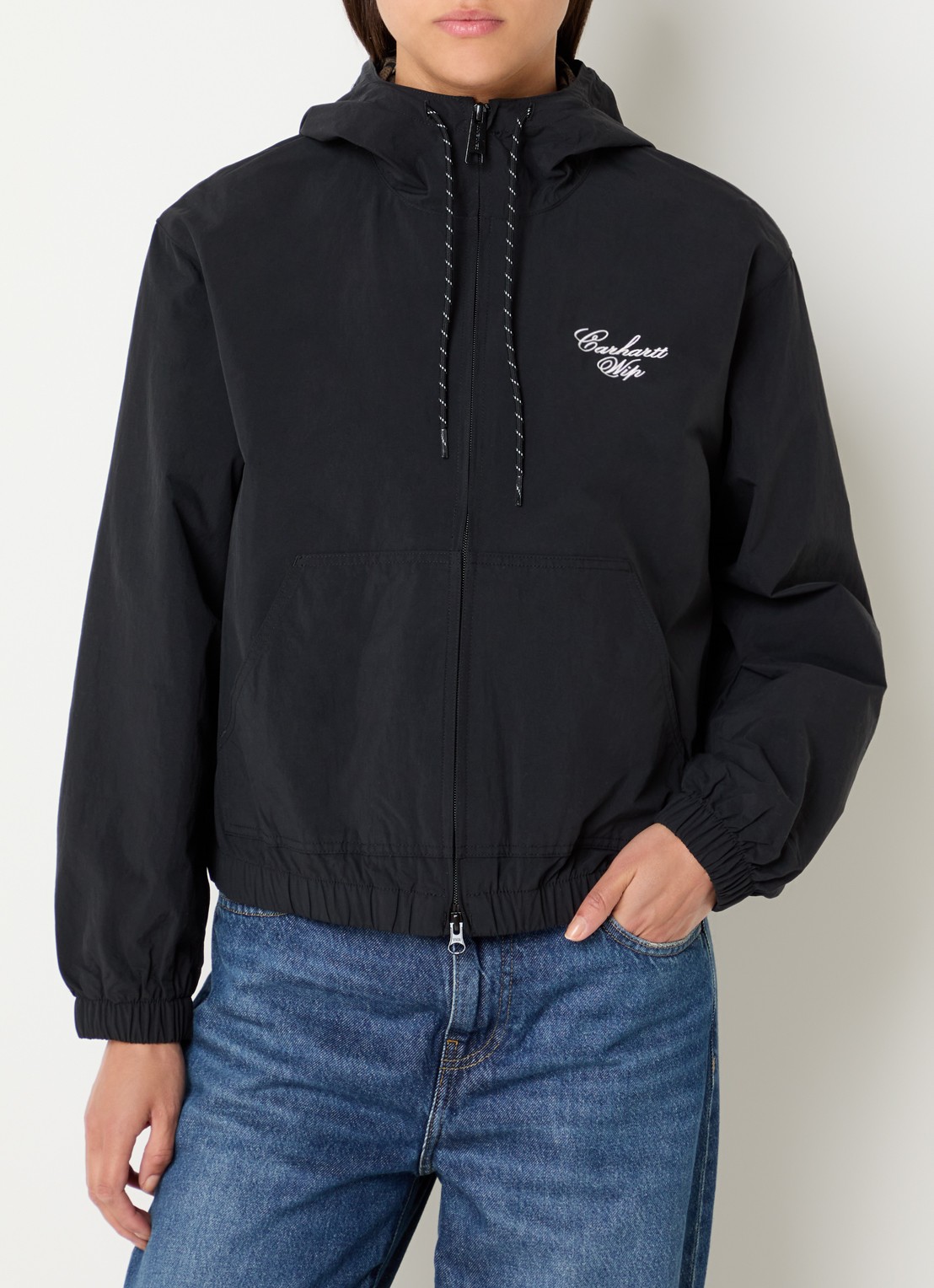 Carhartt WIP Travon jack met logo en steekzakken - detail zwart