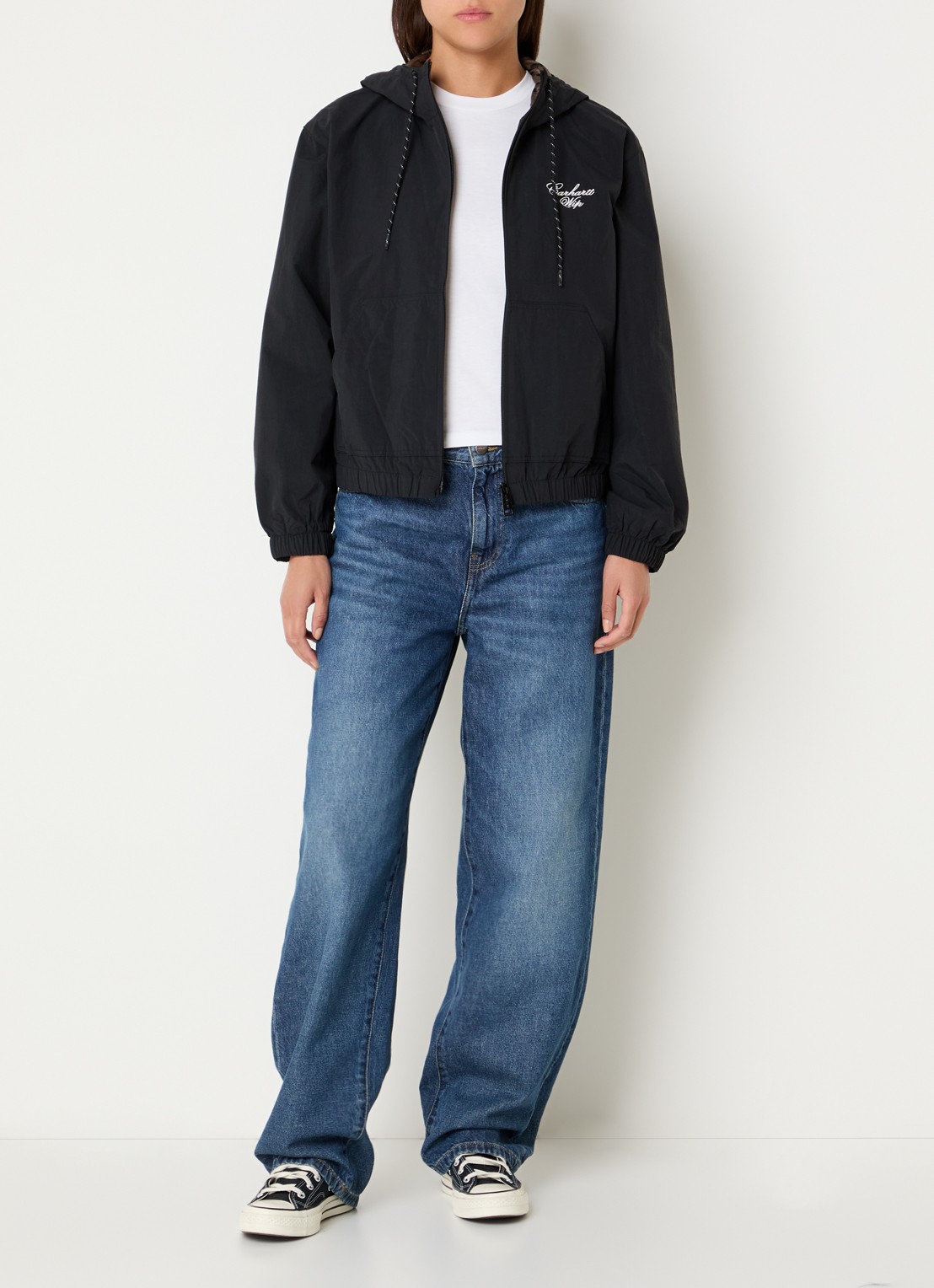 Carhartt WIP Travon jack met logo en steekzakken - voorkant 4 zwart