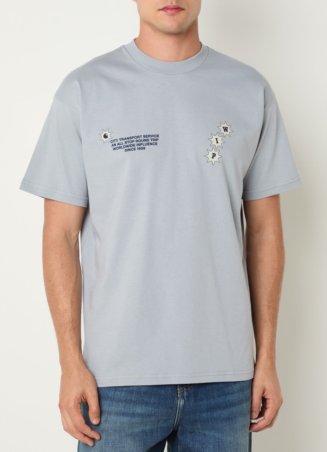 Carhartt WIP Trip T-shirt met logoprint- en backprint - achterkant 3 lichtgrijs