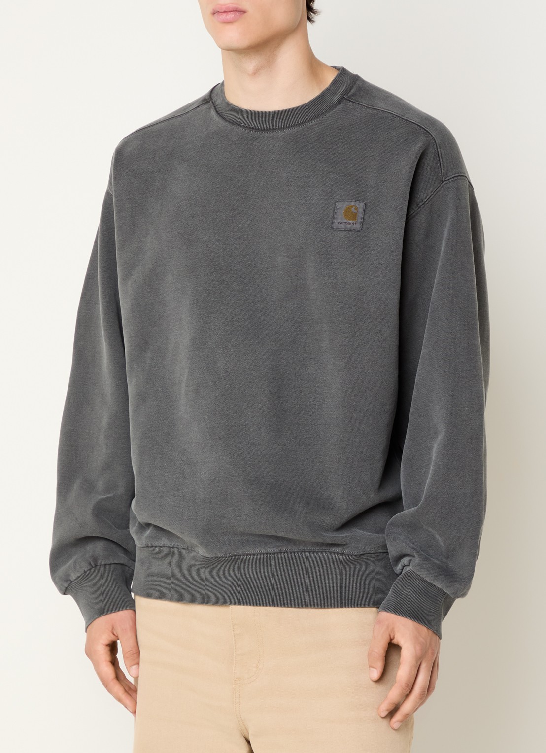 Carhartt WIP Vista sweater met logoborduring - detail antraciet