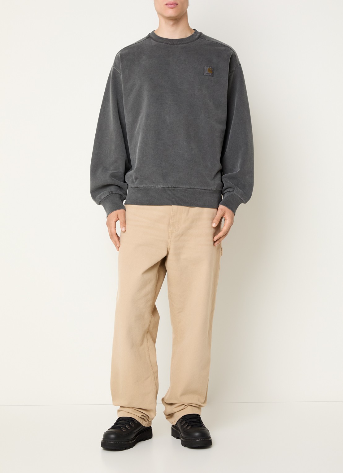 Carhartt WIP Vista sweater met logoborduring - voorkant 4 antraciet