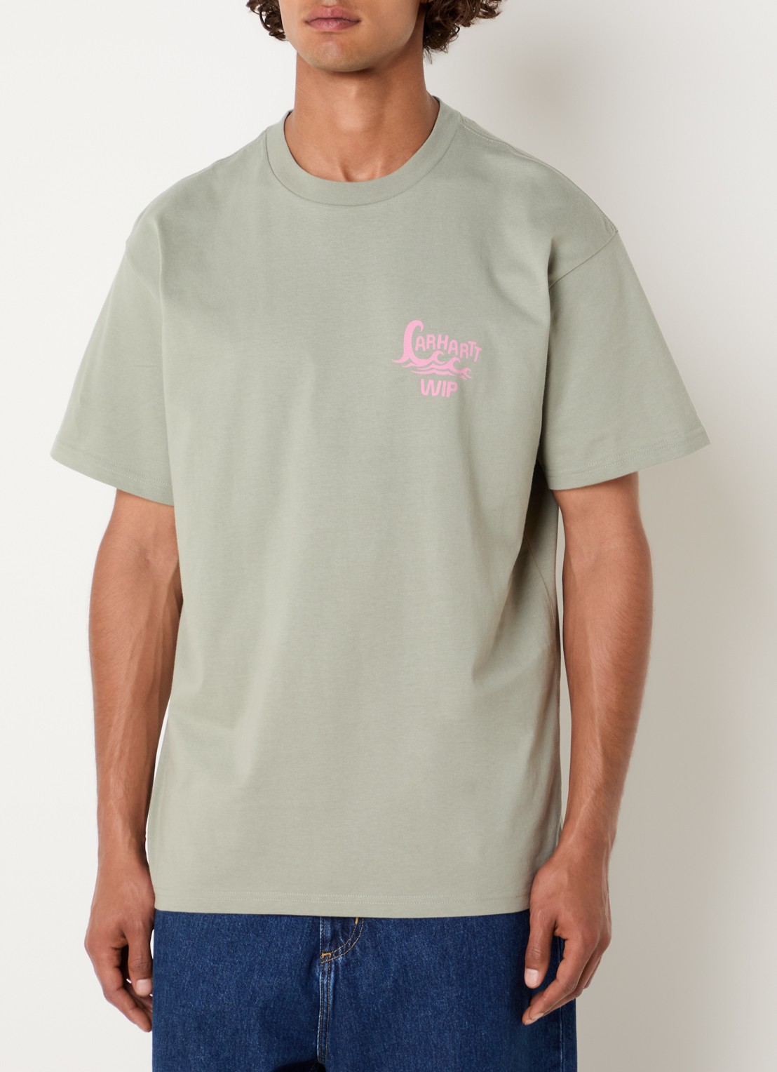 Carhartt WIP Waves T-shirt met logo- en backprint - achterkant 3 lindegroen