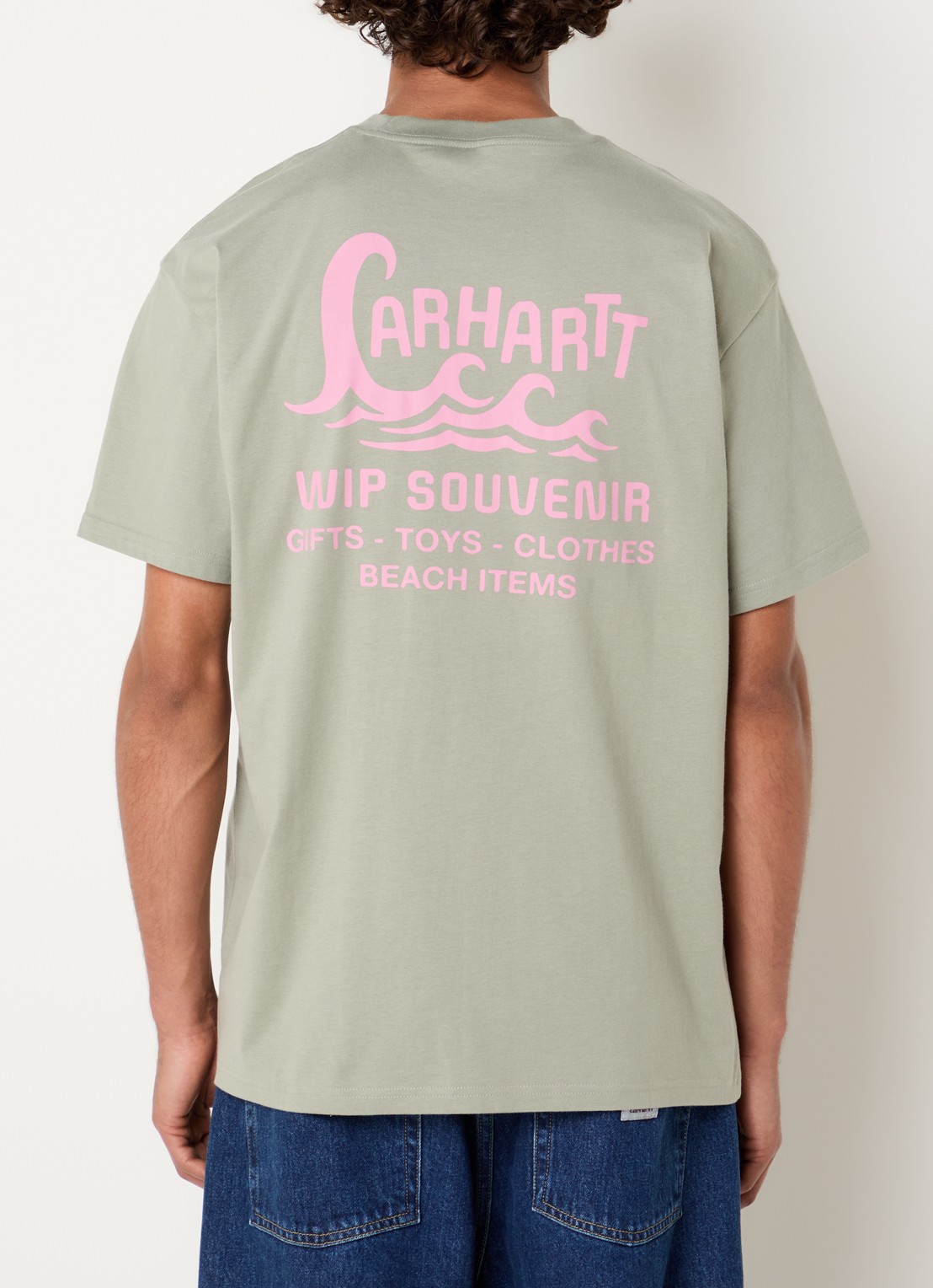 Carhartt WIP Waves T-shirt met logo- en backprint - detail 4 lindegroen
