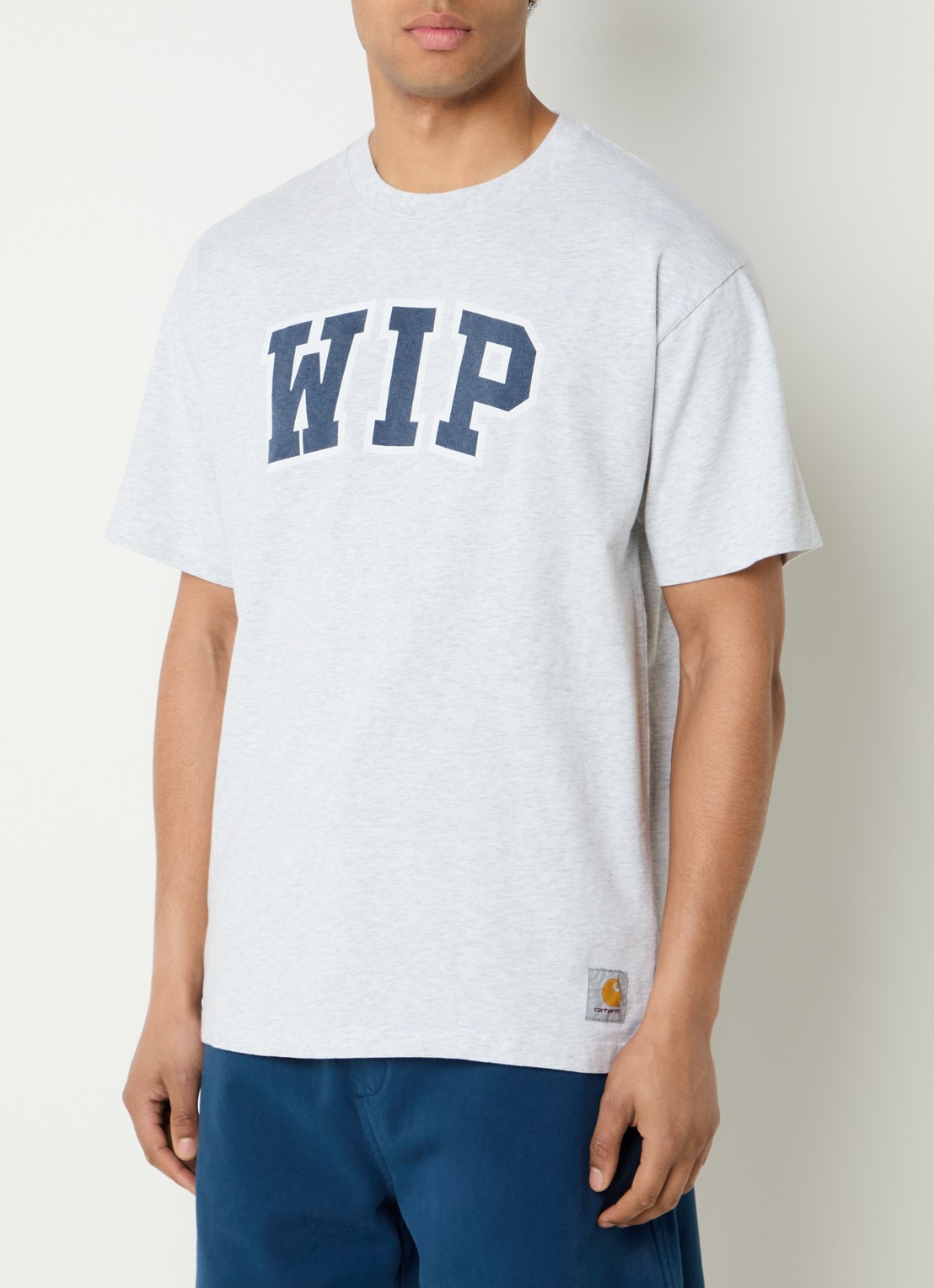 Carhartt WIP Wip III T-shirt met flock logoprint - detail grijsmele