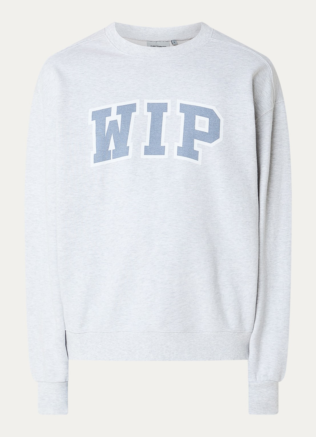 Carhartt WIP Wipp III sweater met logo flockprint - voorkant lichtgrijs