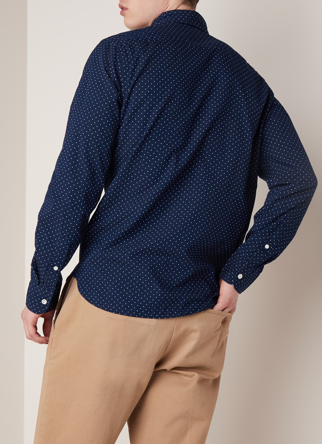 Carlton regular fit overhemd met stippendessin - achterkant donkerblauw