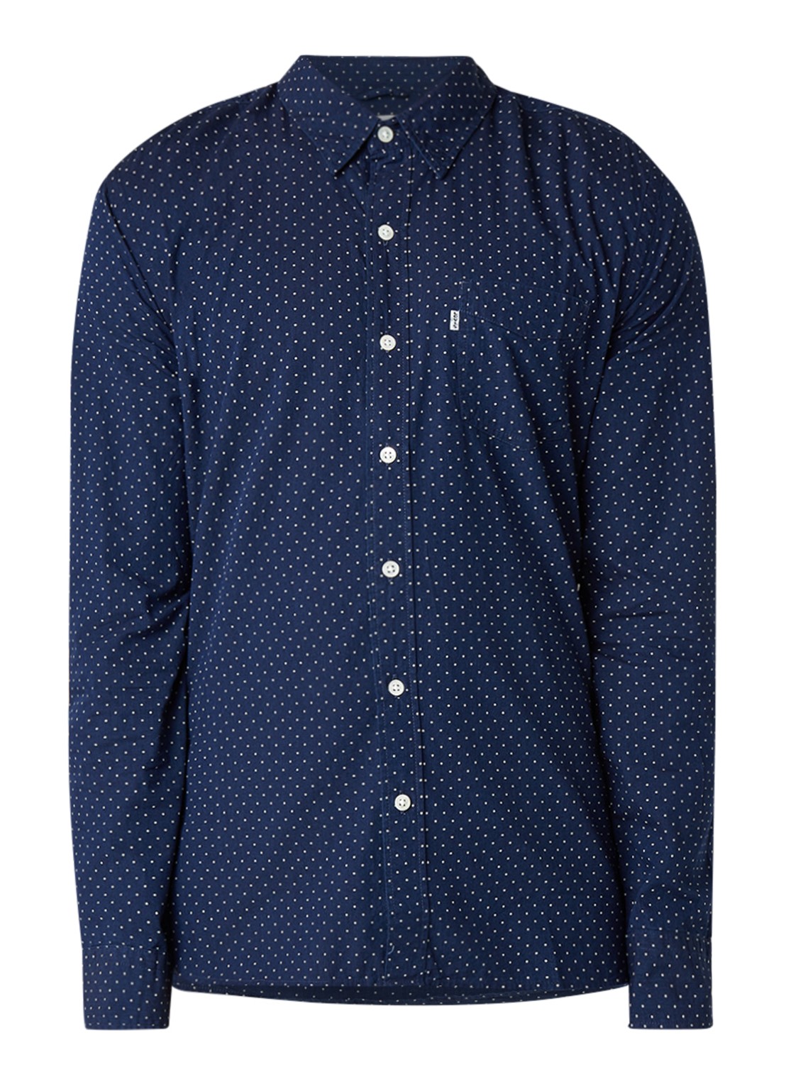 Carlton regular fit overhemd met stippendessin - voorkant 2 donkerblauw